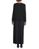 Long Pleated Skirt, Black, Plus Size  