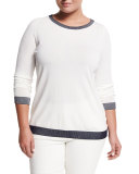 Area Painted-Collar Top, Plus Size