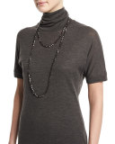 Hematite Beaded Long Necklace, Velvet