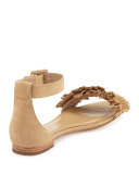 Ferris Fringe Suede Sandal, Buff