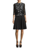 Pleated A-Line Skirt, Black