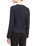 Zip-Front Slim-Fit Star Jacquard Jacket, Royal Blue