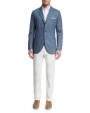 Comfort Slim-Stretch Cotton Trousers, Optical White
