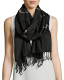 Silk Jamdani Steps Scarf, Black