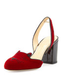 Kitty Velvet 75mm Slingback Pump, Red/Black