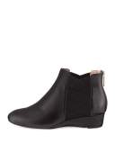 Folks Leather Demi-Wedge Bootie, Black