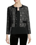 Dressy Cropped Jacket W/ Stone Trim, Plus Size 