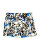 Pleated Peony Shorts, Cobalt, Size 4-7