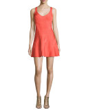 Sleeveless Bandage Fit-and-Flare Dress, Bright Carotene