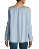 East Hampton Off-the-Shoulder Top, Blue