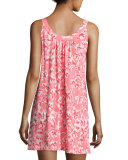 Floral-Print Cotton Chemise, Coral
