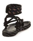 Epipa Flat Rope Thong Sandal, Black
