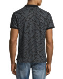 Tiger-Print Polo Shirt, Gray