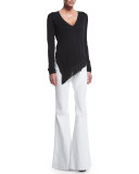 High-Waist Flare Jeans, White