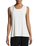 Sleeveless Long Tank, White