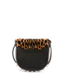 Mini Lia Printed Kangaroo Fur Crossbody Bag, Cheetah