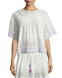 Ina Prairie Lace Top, White