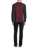 Long-Sleeve Baseball T-Shirt, Oxblood/Coastal