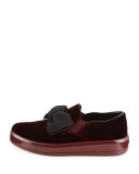 Bow Velvet Skate Sneaker, Maroon