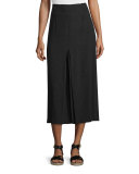 Obsidian Inverted-Pleat Midi Skirt