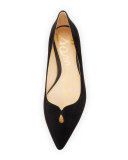 Ruby Pointed-Toe Skimmer Flat, Black