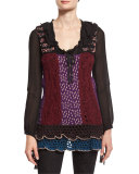 Ruffled-Hem Crochet Vest, Multi