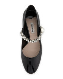 Crystal-Embellished Mary Jane Pump, Nero