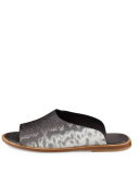Lynnis Snake-Embossed Slide Sandal, Silver/Gray