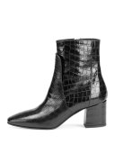 Paris Croc-Embossed Leather 60mm Boot, Black