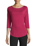 Talco 3/4-Sleeve Lounge Top, Deep Ruby