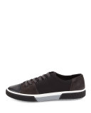 Canvas & Suede Low-Top Sneaker, Black