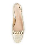 Selina Chain-Link Slingback Pump, Light Camel