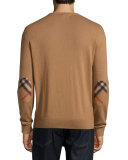 Richmond Check-Patch Cashmere-Blend Sweater, Camel