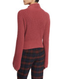 Asymmetric Ribbed Cashmere Sweater, Rosewood