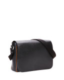 Saffiano Leather Messenger Bag, Black