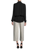 Taylor Sleeveless Double-Georgette Silk Blouse, Black