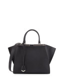 3 Jours Leather Satchel Bag, Black/White