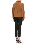 Shearling Fur Reversible Short Jacket, Camel