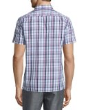 Plaid Short-Sleeve Shirt, Rose