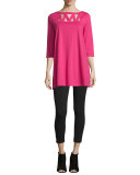 3/4-Sleeve Yoke-Cutout Tunic  