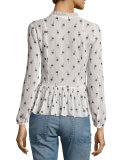 Gauze Tulip Clip Peasant Top, Multi