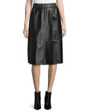 Leather A-Line Midi Skirt