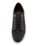 Men's Croc-Embossed Leather Low-Top Sneaker, Gray