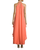 Ginger Silk Chiffon Maxi Dress, Rum Punch