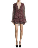 Jasmine Floral-Print Mini Dress, Red/Multi