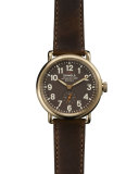 The Runwell Yellow Gold Watch with Brown Leather Strap, 41mm