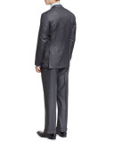 Sharkskin Super 130s Wool Two-Piece Suit, Gray