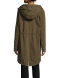 Hooded Fox-Trim Microfiber Parka