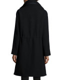 Flavia Long Zip-Front Wool Coat, Navy