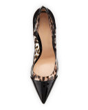 Plexi Patent & Leopard-PVC Illusion Pump, Black/Leopard